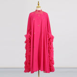 Dadizhimu Woman Light Luxury Dress 2025 Spring New Personalized Mesh Mole Side Loose Swing Dress Women's Style
