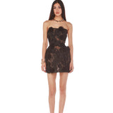Dadizhimu Embroidered Three-Dimensional Flower Dress With Short Skirt Sexy Breast-Wearing Dress Light Luxury Dinner Dress
