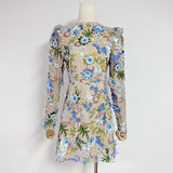 Dadizhimu 2025 New Fashion French Heavy Industry Three-Dimensional Flower Embroidery Long Sleeves Short Temperament Dress Woman