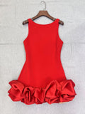 Dadizhimu And Summer 2024 New Round-Neck Vest Dress Flowers Spliced Three-Dimensional Body-Daughted Dress Women's Dress With Hips