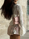 Dadizhimu Family Gold Wearing Women's White Lace Lace Long Sleeve Collar Top French High-End Feeling Inside The Shirt
