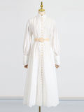 Dadizhimu Show High-End Long Dress 2025 Show Heavy Industry Embroidery Design Lantern Sleeves To The Skinny Dress Woman