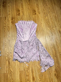 Dadizhimu Girls Bosom Sexy Dress Elegant Temperament Fish Bone Girded Irregular Lace Skirt