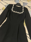 Dadizhimu Early Autumn New Square Collar Nail Beads French Dress Dress Women's Commuting Dress