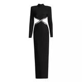 Dadizhimu 2025 New Fashion Temperament Diamond Design Sense Slimming Dress Black Big Show Back Dress