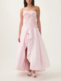 Dadizhimu Fashion Open-Fork Dress 2025 New Three-Dimensional Flower Collage Design Shoulder Dress Summer