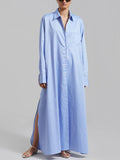 Dadizhimu Korean Casual Style Dress 2025 New Collar High-End Solid Color Design Shirt Long Dress Women's Summer