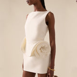 Dadizhimu Three-Dimensional Flower Party Dress Short Dress Women's Sexy Pink Bare Sleeveless Dress