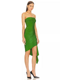 Dadizhimu Skirt Green Breast Dress Women's Dinner Dress Sexy Hot Girl Pure Tight Ass Dress Famous