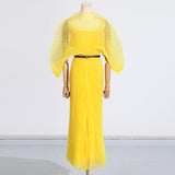 Dadizhimu Dress 2025 Summer New Temperament High-Waisted Solid Color Tie With High-End Feel Dress