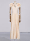 Dadizhimu Windy Big Flower Dress Dress 2025 Summer New Sexy V Collar High-Rise 100-Fold Long Dress Woman