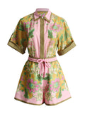 Dadizhimu New Unique Printed Design Shirt Top With Casual Shorts Niche Set Women's Fashion Two-Piece
