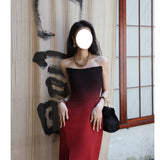 Dadizhimu Gradient Chest Dress Women's New Famous And Female Party Party Dress Design Small Crowd Long Dress