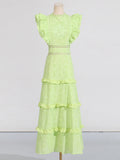Dadizhimu Holiday Dress 2025 New Sleeveless High-Waist Embroidery Design Solid Color Round Collar Long Dress