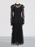 Dadizhimu Temperament Famous Wind Two Sets 2025 Summer New Heavy Industry Embroidery Top Long Mesh Dress Dress Suit Woman