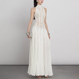 Dadizhimu Style Retro Lace Design Dress 2025 New Lace Collar Slim Elegant Long Dress Dress Woman