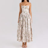 Dadizhimu Sexy Print Sling Dress Summer Bodydressed Long Dress Temperament High-End Summer Beautiful Dress