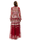 Dadizhimu Women's Dress 2024 Early Spring New Heavy Industry Embroidery Flower Bow Yarn Dress