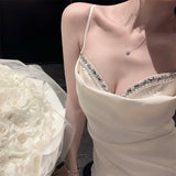 Dadizhimu Heavy Industry Pearl Diamond Sling Skirt Showing Thin Temperament Dress Sexy Waist Party Skirt
