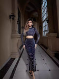 Dadizhimu Hot Diamond Skirt High Waist Thin Sexy Bag Hip Open Fork Dress Two Sets Of Collar Short Top