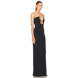 Dadizhimu Women's Breastless Sleeveless Dress Sexy Bare Back Tight Body Open Fork Banded Evening Dress