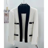 Dadizhimu Wind Small French White Fragrant Wind With A Short Coat Green Fruit Collar Coarse Flowers On The Shirt Of Women's Clothing