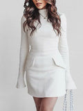 Dadizhimu Women's Autumn And Winter New Sexy Dress Long-Sleeved Dress Tights Hip Skirt Skirt Short Skirt Hottie