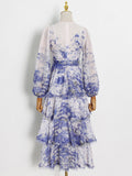 Dadizhimu Temperament Elegant Dress 2025 Spring New Fashion Printed Lantern Sleeves With High-End Feel Dress Women's Trend