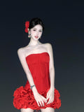 Dadizhimu Collared Thoracic Fish Bone Repair Slime Three-Dimensional Flower With A Hip Bandage Dress