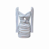 Dadizhimu French Famous Lady Dinner Dress Dress Squints Twisted Long-Sleeved Dress Female Body Temperament Ass
