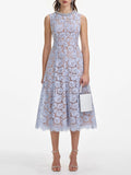 Dadizhimu Temperament Heavy Industry High-End Long Dress 2025 New Fashion Lace Flowers Sleeveless Round Collar Dress Women