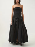 Dadizhimu Temperament Premium Dress 2025 New Waist-Skinny Fashion Sexy Bosom Design Solid Color Long Dress