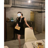 Dadizhimu Suit Fabric Sleeveless Dress French Hepburn A-Word Short Dress