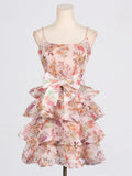 Dadizhimu Spice Girls Short Dress 2025 Spring New Collar Printing Tie With Thin Sling Dress Female Tide