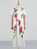 Dadizhimu Temperament-In-Knowing Wind-Collar Short-Sleeved Long Dress 2025 New Print Bump Design With A Thin-Skinny Dress
