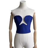 Dadizhimu Summer Babes Personality Sexy Bare Breast Small Coat Staggered Steel Ring Banda Vest Woman