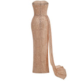 Dadizhimu Women's Party Club Dress Dress A Word Wrapped In Bra Fish Bone Side Open Dress Woman