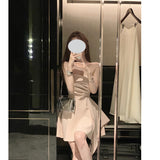Dadizhimu Birthday Dress Gentle Wind Pink Irregular Hem To The Waist Sexy Skirt With Thoracic Dress Dress Woman