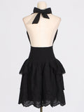 Dadizhimu Babes Dress 2025 Spring New Fashion Deep V-Neck Sleeveless Hanging Neck High Waist Thin Dress Woman