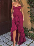 Dadizhimu Autumn Women's High-End New Mesh Sling Sling Folds Irregular Sleeveless Dress Fashion Design Long Dress