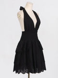 Dadizhimu Babes Dress 2025 Spring New Fashion Deep V-Neck Sleeveless Hanging Neck High Waist Thin Dress Woman