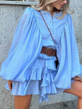 Dadizhimu Thin Splicing Lotus Leaf Side Design Short Dress 2025 New Temperament Short Dress Women's Summer