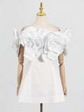 Dadizhimu Elegant Famous Style Dress 2025 New Chest-Shaped Shoulder Three-Dimensional Flower Design Dress Dress Woman