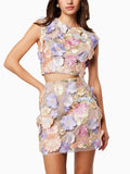 Dadizhimu Temperament Design Embroidery Hook Two Sets 2025 New Sleeveless Short Top + Left Hip Skirt Set