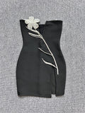 Dadizhimu Light Luxury Heavy Industry Deep V Brush With Bra Banding Dress Sexy Fork And Shoulderless Skirt