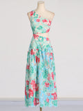Dadizhimu Elegant Wind Oblique Shoulder Dress 2025 New Temperament Design Printing Lenikin Long Dress Woman