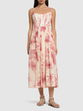 Dadizhimu Elegant Wind Girded Lumbar Dress 2025 New Fashion Print Slings With Skinny Dress Women's Summer