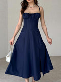 Dadizhimu Girls Wear Women's Spring New Fashion Broken Flower Dress Vacation Style Suspension Dress Women's Fork Dress