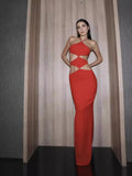 Dadizhimu 2024 New Bandape Long Skirt Sexy Cut Out Party Dress