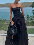 Dadizhimu Break French Beautiful Dress 2025 Spring New Breast-Skinny Folding Open Fork Dress Dress Woman